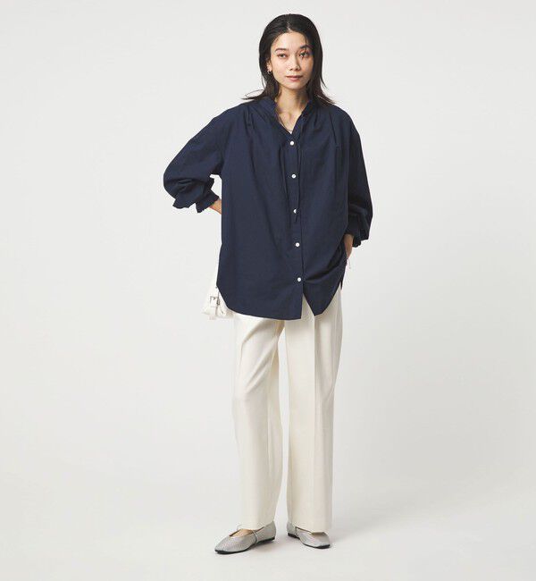 UNITED ARROWS green label relaxing「［size SHORTあり］フリルネック ブラウス」|シャツ・ブラウス|