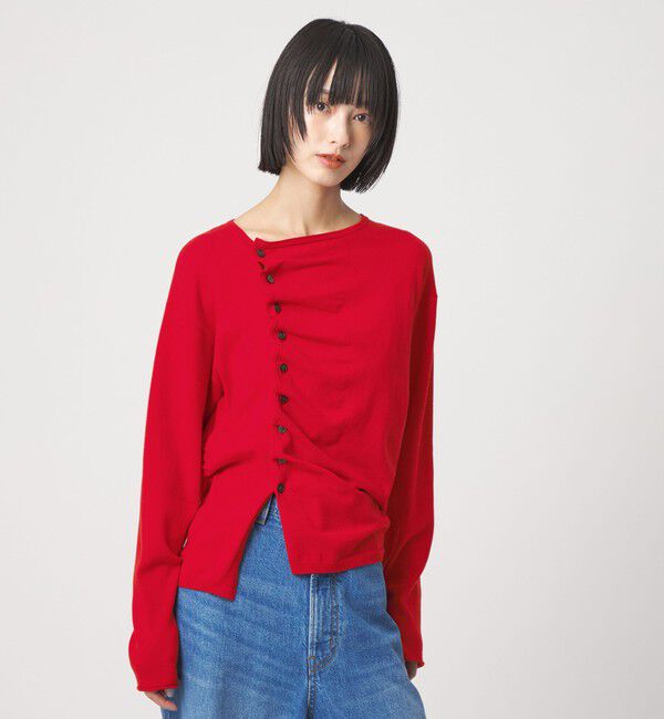 EMMEL REFINES「＜EMMEL REFINES＞EM アシメタック ボタン カーディガン」|カーディガン|