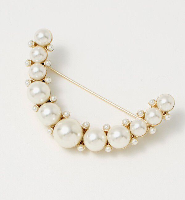 UNITED ARROWS green label relaxing「フェイクパール ラインパヴェ ブローチ」|ブローチ・コサージュ|