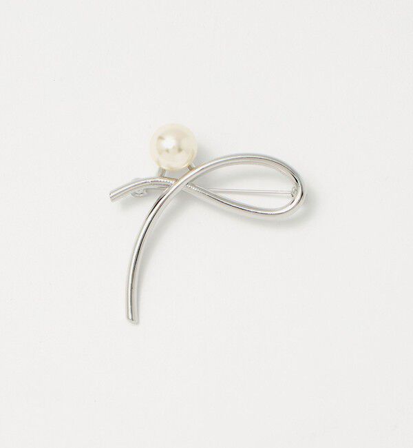 UNITED ARROWS green label relaxing「メタルライン＆フェイクパール ブローチ」|ブローチ・コサージュ|