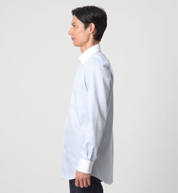 UNITED ARROWS green label relaxing「コットン シャドーストライプ クレリック ワイドカラー ドレスシャツ -イージーアイロン-」|シャツ・ブラウス|