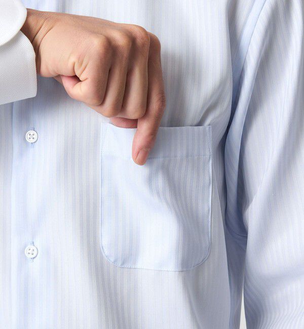 UNITED ARROWS green label relaxing「コットン シャドーストライプ クレリック ワイドカラー ドレスシャツ -イージーアイロン-」|シャツ・ブラウス|