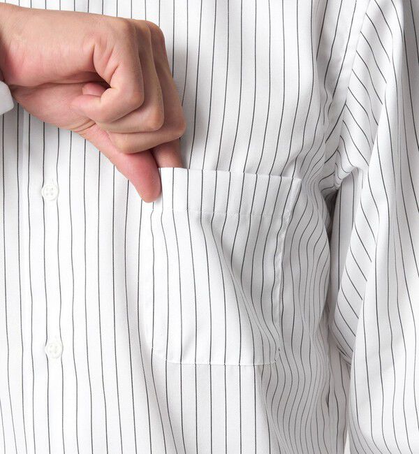 UNITED ARROWS green label relaxing「コットン ツイル ピンストライプ クレリック ワイドカラー ドレスシャツ -イージーアイロン-」|シャツ・ブラウス|