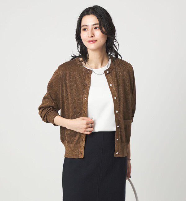 UNITED ARROWS green label relaxing「ラメ クルーネック ニット カーディガン」|カーディガン|MD.BROWN