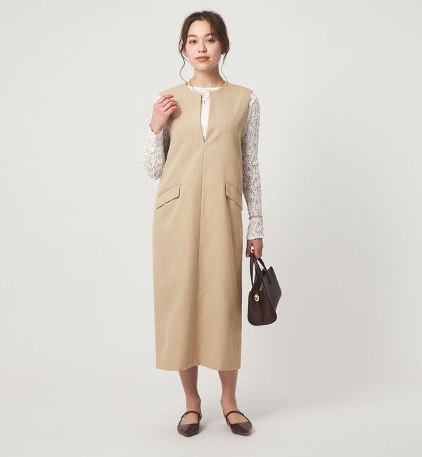 UNITED ARROWS green label relaxing「［size SHORTあり］リネンライク キーネック ジャンパースカート」|ジャンパースカート|