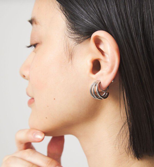 UNITED ARROWS green label relaxing「ラインミックス フープイヤリング」|イヤリング|