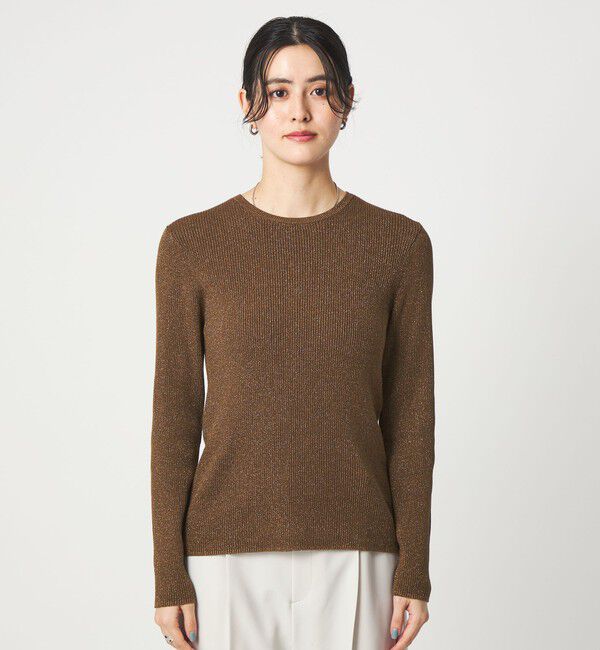 UNITED ARROWS green label relaxing「ラメ リブ クルーネック ニット プルオーバー」|ニット・セーター|