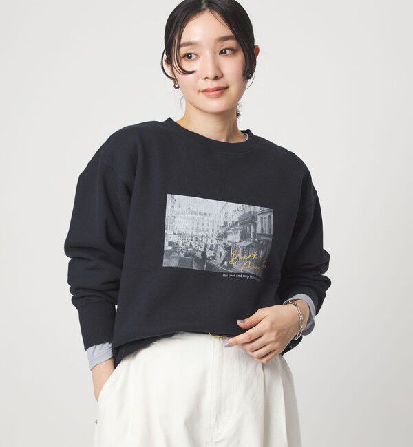 UNITED ARROWS green label relaxing「【WEB限定】＜at ease＞フォト プリント スウェット プルオーバー」|スウェット・ジャージ|NAVY