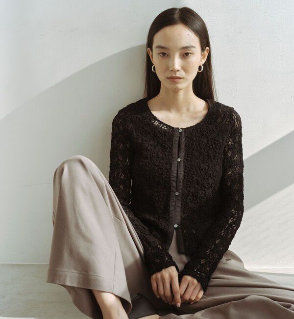 UNITED ARROWS green label relaxing「＜SEASONAL COLLECTION＞2WAY  レース カーディガン」|カーディガン|BLACK