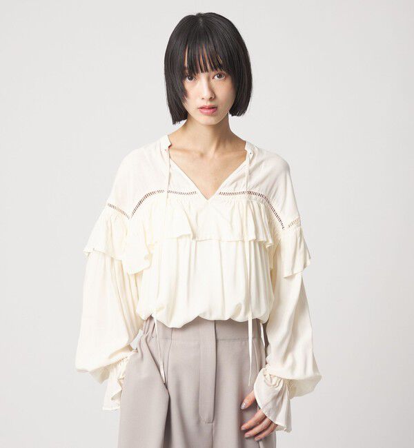EMMEL REFINES「＜EMMEL REFINES＞EM ハシゴレース フリル ブラウス」|シャツ・ブラウス|