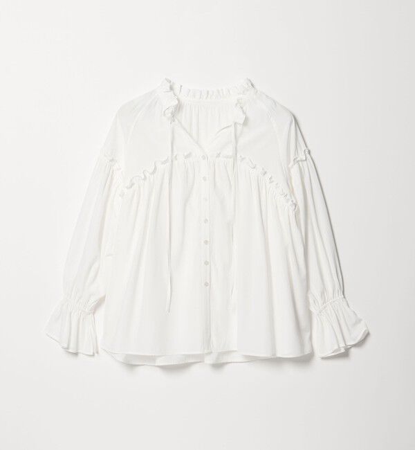 EMMEL REFINES「＜EMMEL REFINES＞EM フリルギャザー スキッパー ブラウス」|シャツ・ブラウス|