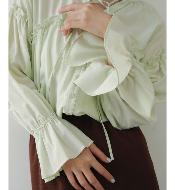 EMMEL REFINES「＜EMMEL REFINES＞EM フリルギャザー スキッパー ブラウス」|シャツ・ブラウス|