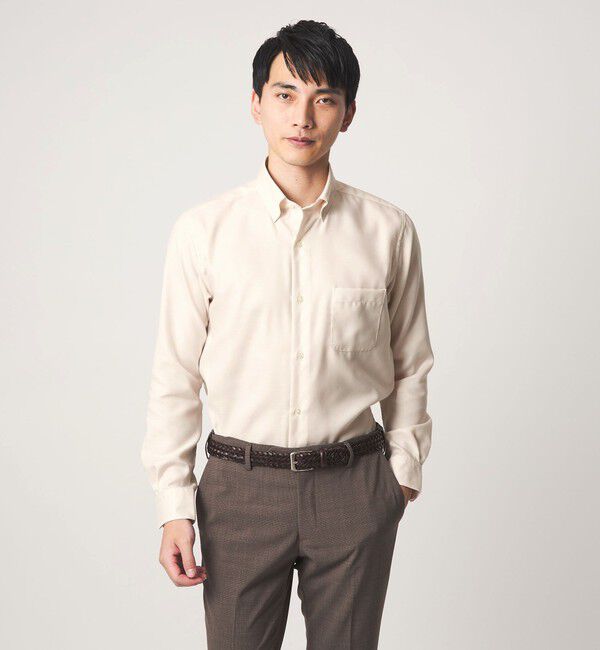 UNITED ARROWS green label relaxing「エブリット コットンオックス ソリッド スナップ ボタンダウン シャツ -イージーアイロン-」|シャツ・ブラウス|BEIGE