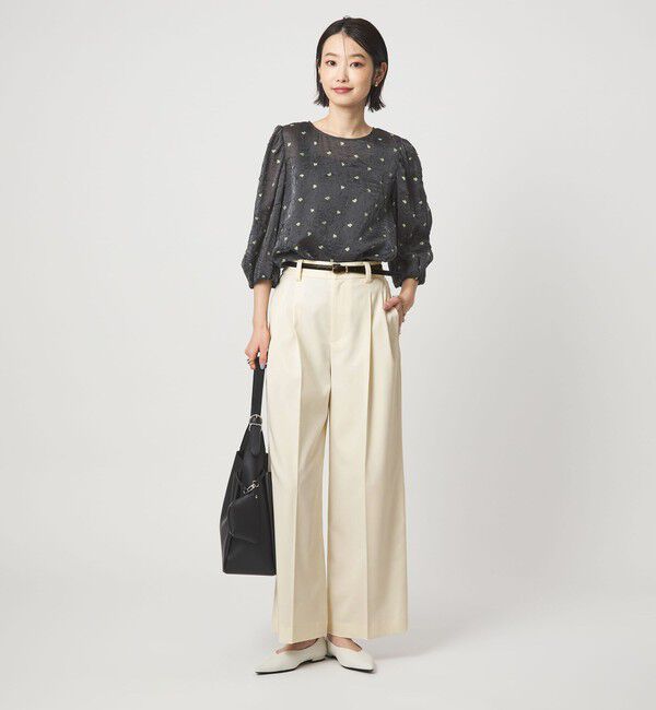 UNITED ARROWS green label relaxing「［size SHORT/TALLあり］ツイル イージー ワイド パンツ オフホワイト」|スラックス|