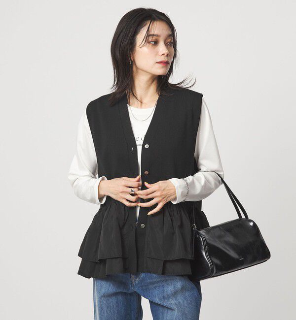 UNITED ARROWS green label relaxing「フリル ドッキング ペプラム ニット ジレ ウォッシャブル」|ベスト・ジレ|