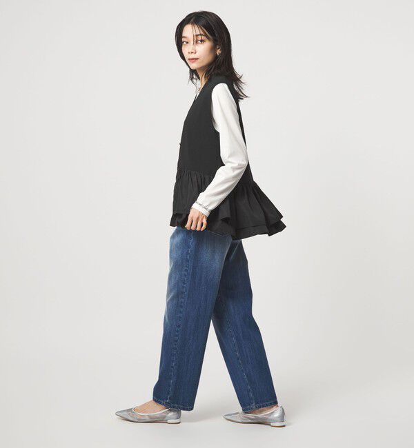 UNITED ARROWS green label relaxing「フリル ドッキング ペプラム ニット ジレ ウォッシャブル」|ベスト・ジレ|