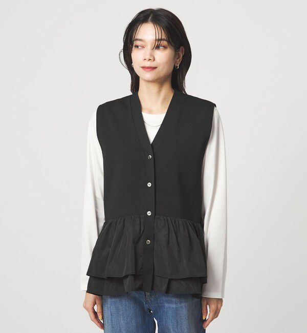 UNITED ARROWS green label relaxing「フリル ドッキング ペプラム ニット ジレ ウォッシャブル」|ベスト・ジレ|