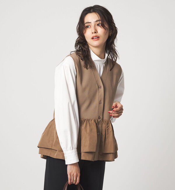 UNITED ARROWS green label relaxing「フリル ドッキング ペプラム ニット ジレ ウォッシャブル」|ベスト・ジレ|