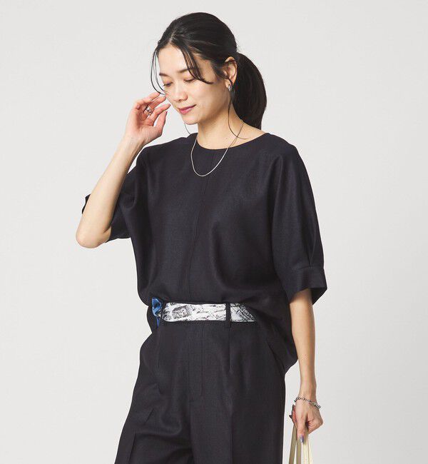 UNITED ARROWS green label relaxing「リネンライク ブラウス マシンウォッシャブル ストレッチ UVカット」|シャツ・ブラウス|NAVY