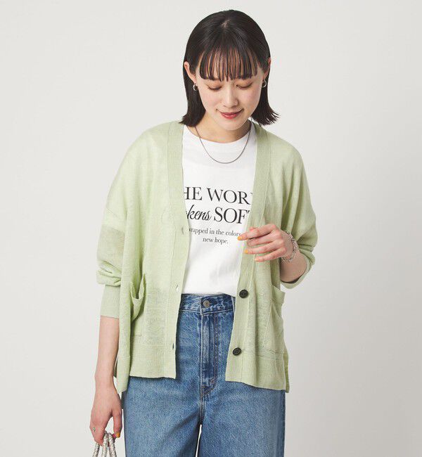 UNITED ARROWS green label relaxing「フレンチリネン Vネック カーディガン ウォッシャブル」|カーディガン|