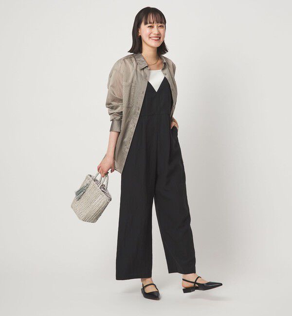 UNITED ARROWS green label relaxing「［size SHORT/TALLあり］フィブリル Vネック オールインワン」|オールインワン|