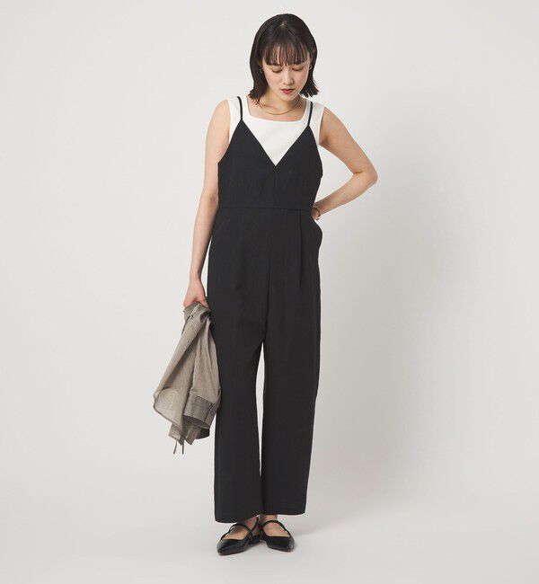 UNITED ARROWS green label relaxing「［size SHORT/TALLあり］フィブリル Vネック オールインワン」|オールインワン|