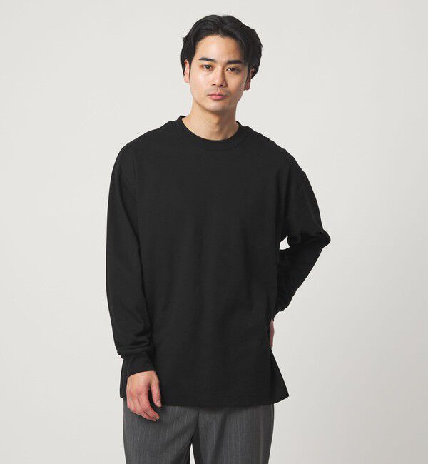 UNITED ARROWS green label relaxing「ALBINI ハイゲージ モクロディ クルーネック カットソー」|Tシャツ・カットソー|BLACK