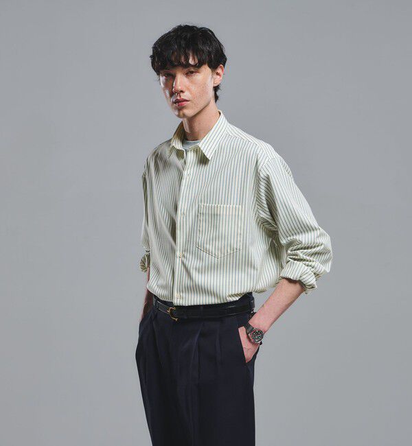 UNITED ARROWS green label relaxing「ウォッシャブル トロ パターン ジャストルーズ シャツ -ストレッチ-」|シャツ・ブラウス|OFF WHITE