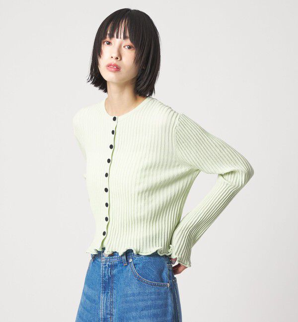 EMMEL REFINES「＜EMMEL REFINES＞EM HW リブボタン ウェーブヘム カーディガン」|カーディガン|