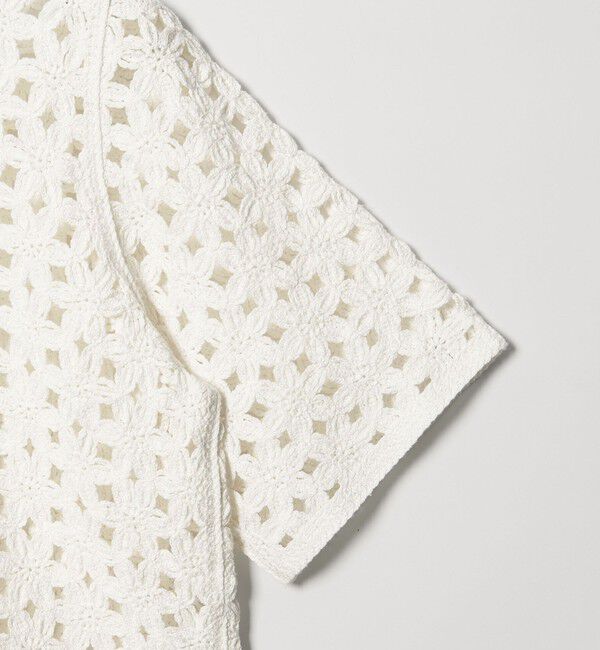 EMMEL REFINES「＜EMMEL REFINES＞EM HW フラワーシシュウ ショートスリーブ ニット」|ニット・セーター|