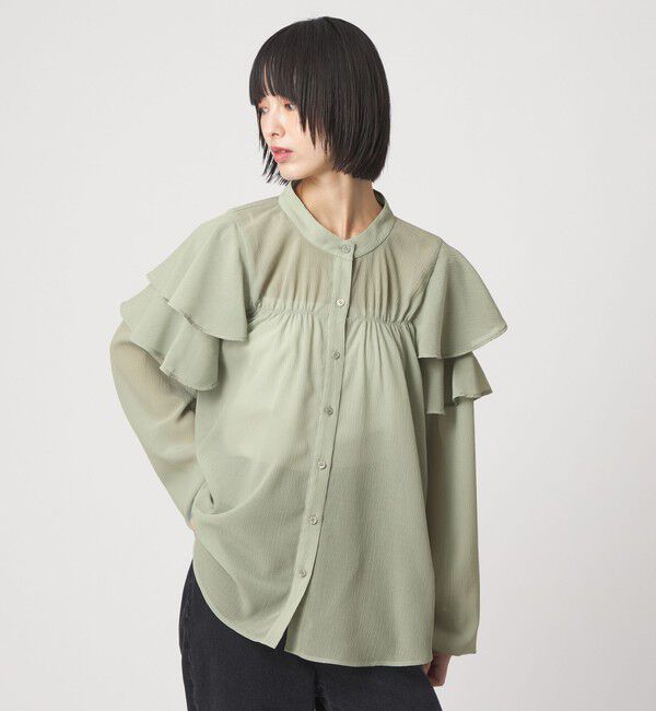 EMMEL REFINES「 ＜EMMEL REFINES＞EM ヨウリュウフリル スタンドカラー ブラウス」|シャツ・ブラウス|