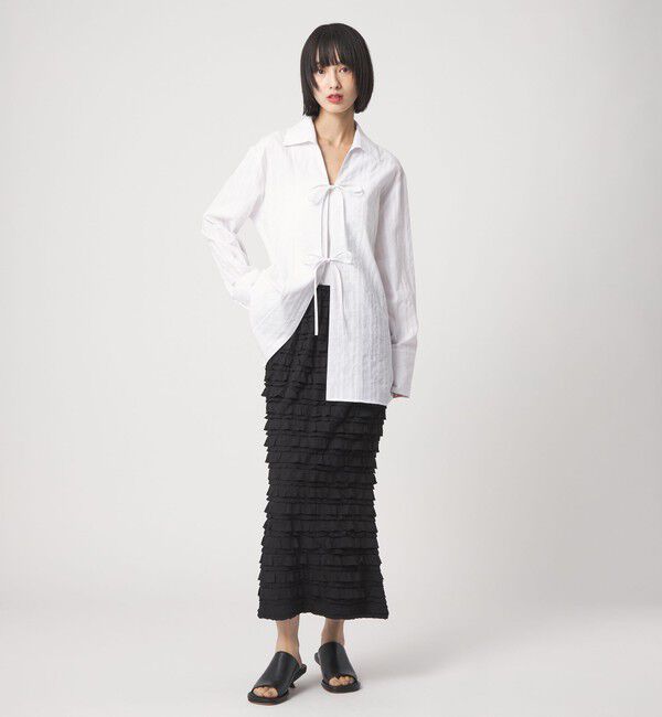 EMMEL REFINES「＜EMMEL REFINES＞EM C/ドビー ストライプ リボン シャツ」|シャツ・ブラウス|