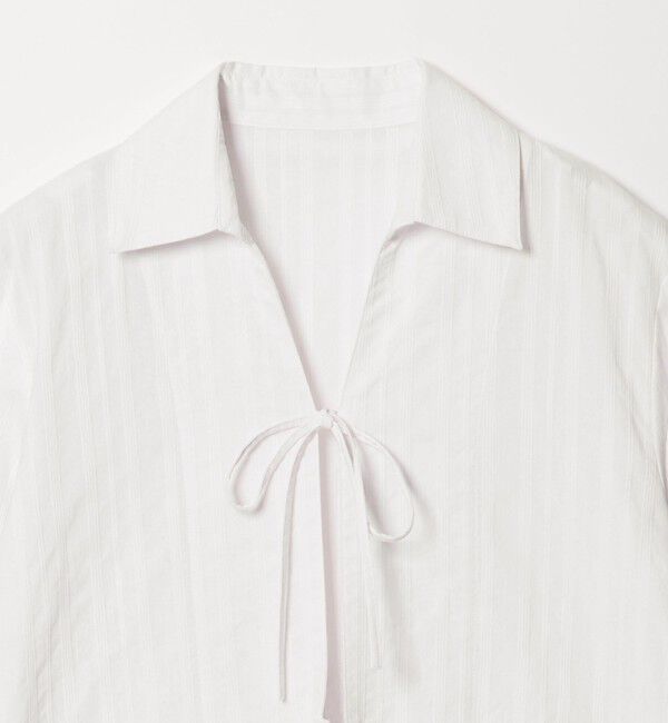EMMEL REFINES「＜EMMEL REFINES＞EM C/ドビー ストライプ リボン シャツ」|シャツ・ブラウス|