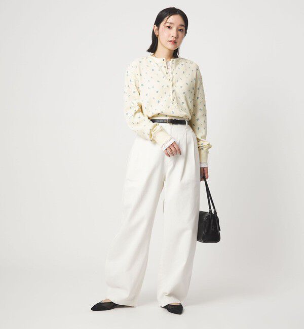 UNITED ARROWS green label relaxing「【WEB限定】＜at ease＞ワッフル ヘンリーネック  フラワープリント カットソー」|Tシャツ・カットソー|