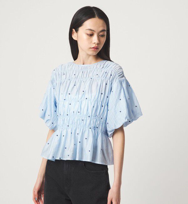 EMMEL REFINES「＜EMMEL REFINES＞EM ハートシシュウ シャーリング ブラウス」|シャツ・ブラウス|
