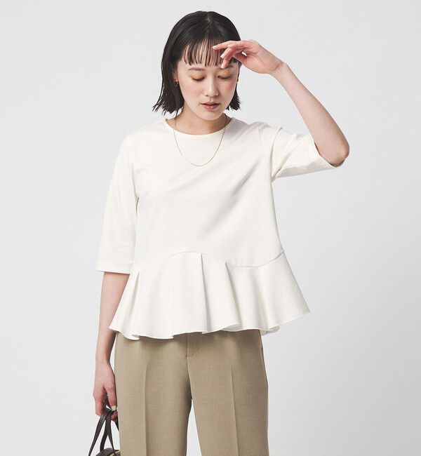 UNITED ARROWS green label relaxing「イレヘム ペプラム ポンチ プルオーバー カットソー 接触冷感 UVカット」|Tシャツ・カットソー|OFF WHITE