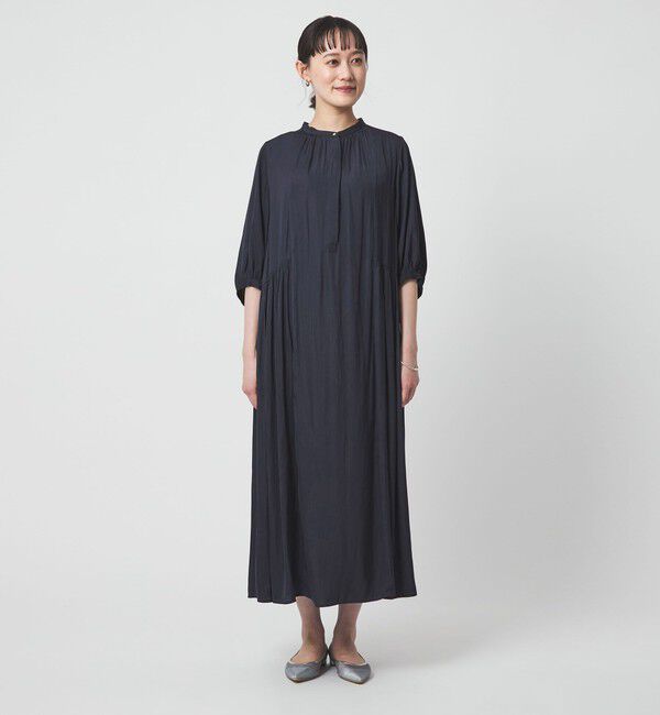 UNITED ARROWS green label relaxing「サテン ギャザー ショートスリーブ ワンピース 2」|ワンピース|