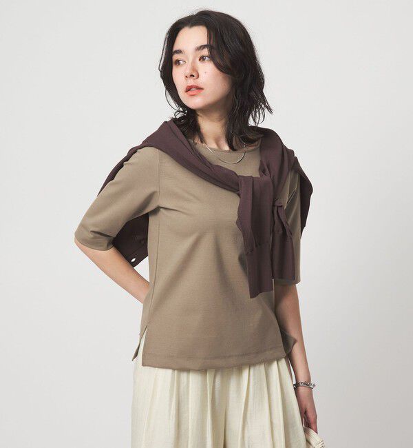 UNITED ARROWS green label relaxing「ボートネック ポンチ プルオーバー カットソー 接触冷感 UVカット」|Tシャツ・カットソー|BEIGE