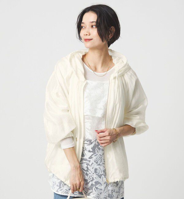 UNITED ARROWS green label relaxing「シアー ギャザー フード ブルゾン」|ブルゾン・スタジャン|OFF WHITE