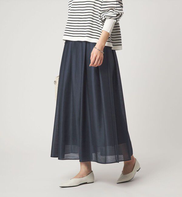 UNITED ARROWS green label relaxing「カールマイヤー タック ギャザー スカート」|フレア|