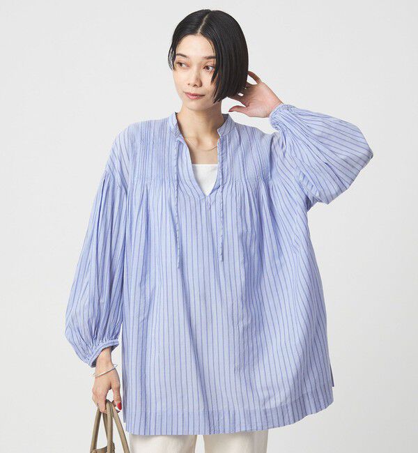 UNITED ARROWS green label relaxing「ボリュームスリーブ ピンタック ブラウス」|シャツ・ブラウス|LT.BLUE