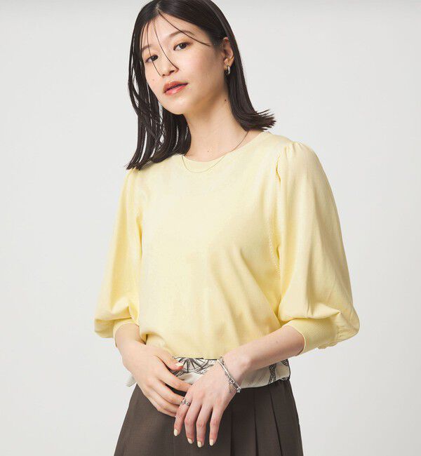 UNITED ARROWS green label relaxing「【WEB限定】＜at ease＞袖ボリューム ニット ウォッシャブル 接触冷感 UVカット 遮熱」|ニット・セーター|YELLOW