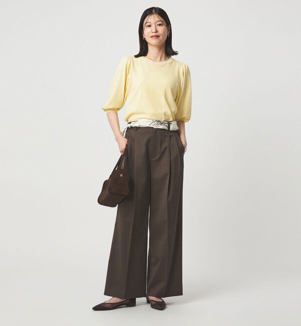 UNITED ARROWS green label relaxing「【WEB限定】＜at ease＞袖ボリューム ニット ウォッシャブル 接触冷感 UVカット 遮熱」|ニット・セーター|