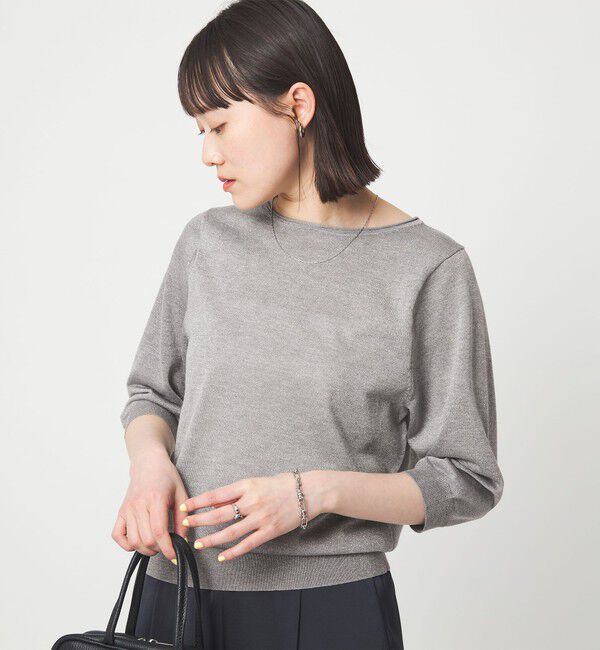 UNITED ARROWS green label relaxing「ラメ 6分袖 ニット プルオーバー」|ニット・セーター|