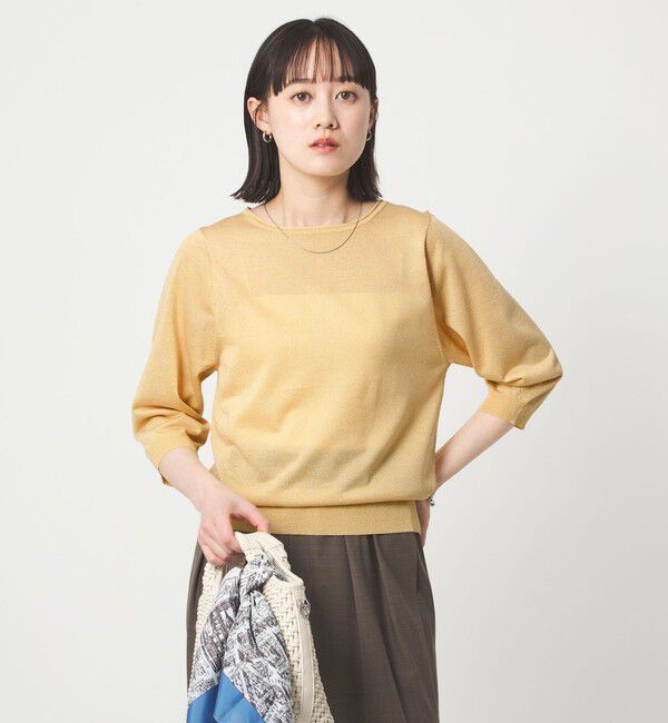 UNITED ARROWS green label relaxing「ラメ 6分袖 ニット プルオーバー」|ニット・セーター|