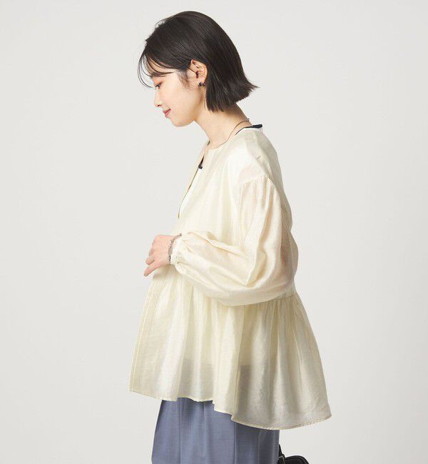 UNITED ARROWS green label relaxing「［size SHORTあり］fleurie(フルリー) シアー ノーカラー ジャケット 接触冷感」|ノーカラージャケット|