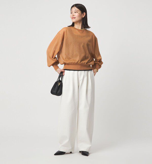 UNITED ARROWS green label relaxing「【WEB限定】＜at ease＞バイカラー シアー ニット プルオーバー」|ニット・セーター|