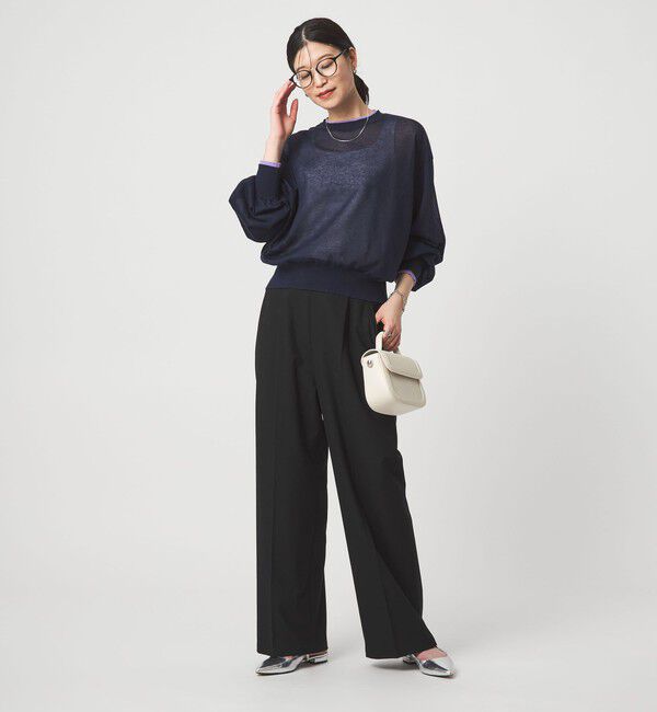 UNITED ARROWS green label relaxing「【WEB限定】＜at ease＞バイカラー シアー ニット プルオーバー」|ニット・セーター|