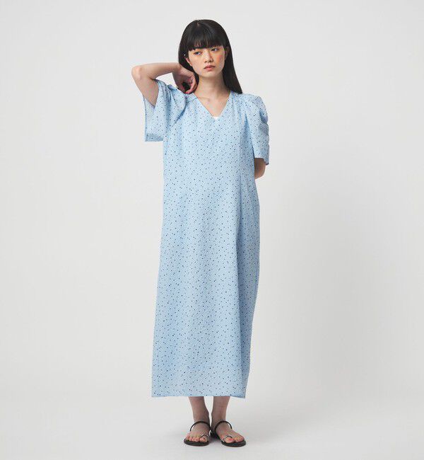 EMMEL REFINES「＜EMMEL REFINES＞EM ドットプリント タックギャザースリーブ ワンピース」|ワンピース|