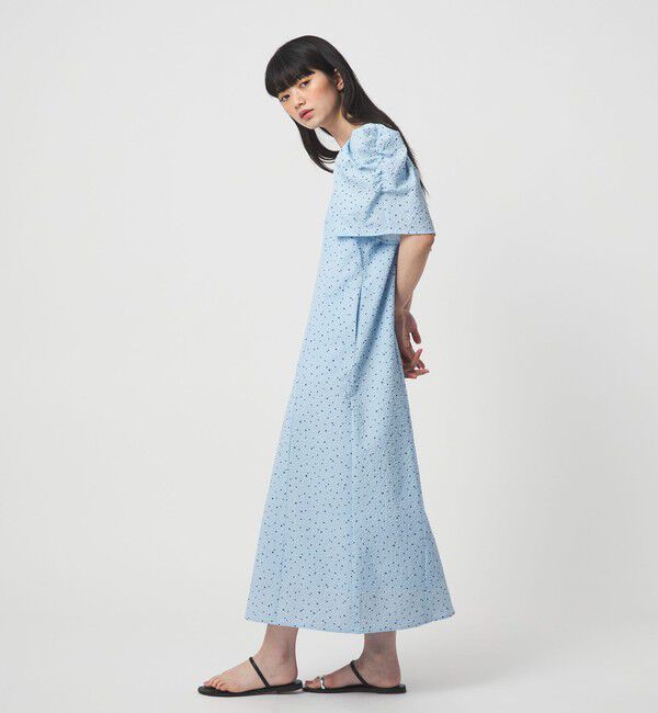 EMMEL REFINES「＜EMMEL REFINES＞EM ドットプリント タックギャザースリーブ ワンピース」|ワンピース|